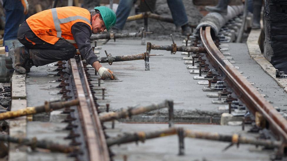 Tram works in Edinburgh