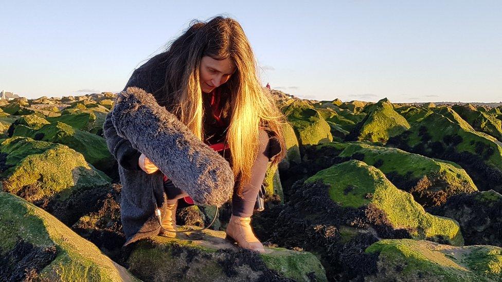 Cheryl Beer recording in nature