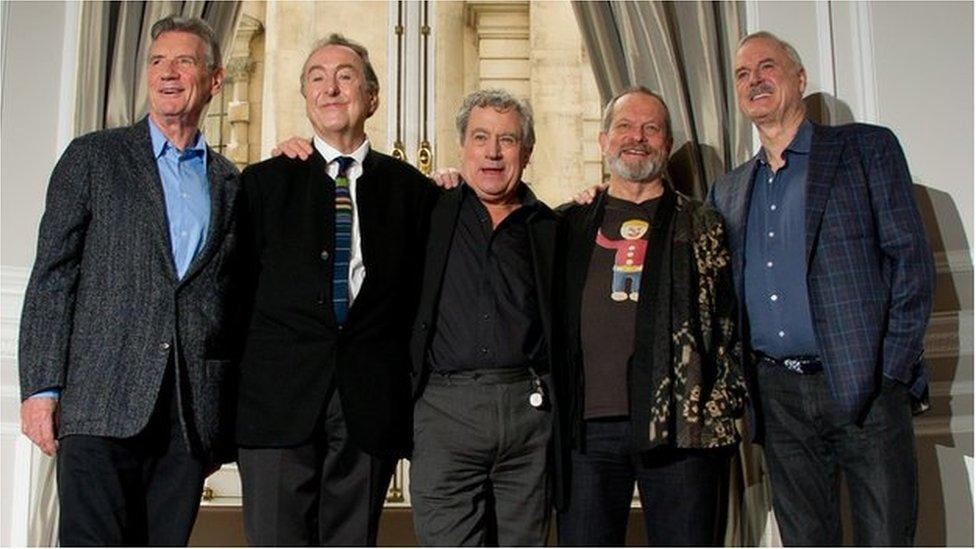 Monty Python members Michael Palin, Eric Idle, Terry Jones, Terry Gilliam and John Cleese