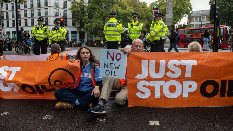 Just stop oil protesters block a road