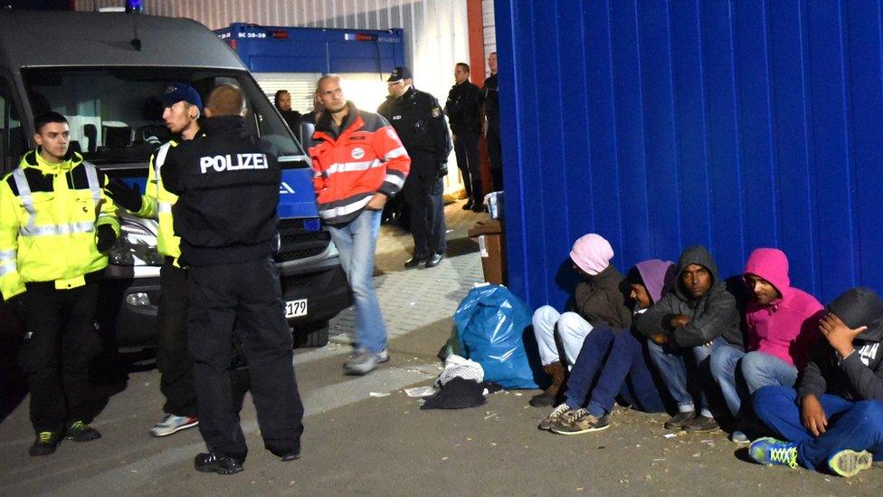 German police at Calden camp