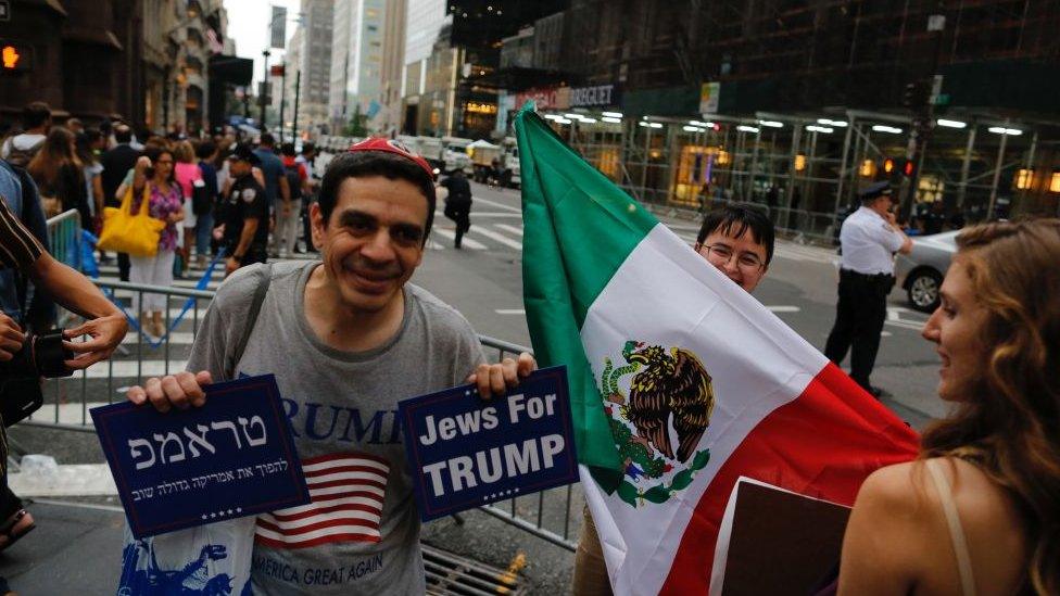 Man with Jews for Trump sign