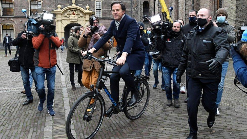 Dutch Prime Minister Mark Rutte leaves the Parliament building, amid the coronavirus disease (COVID-19) lockdown, in Amsterdam, Netherlands January 15, 2021