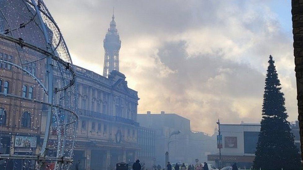 smoke around Blackpool tower