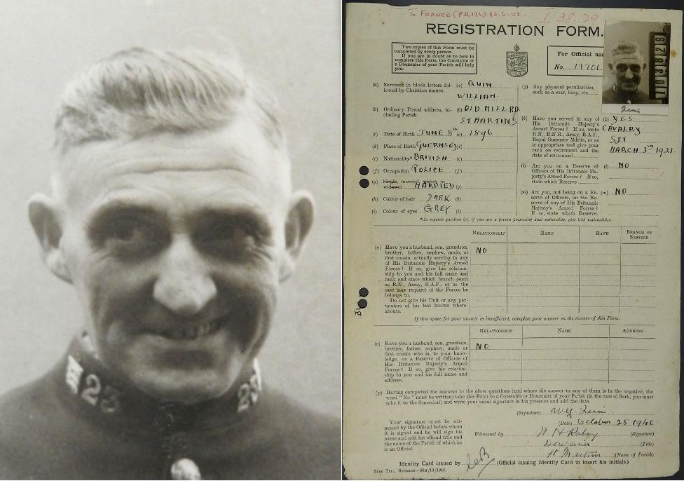 Policeman William Quin's ID registration form