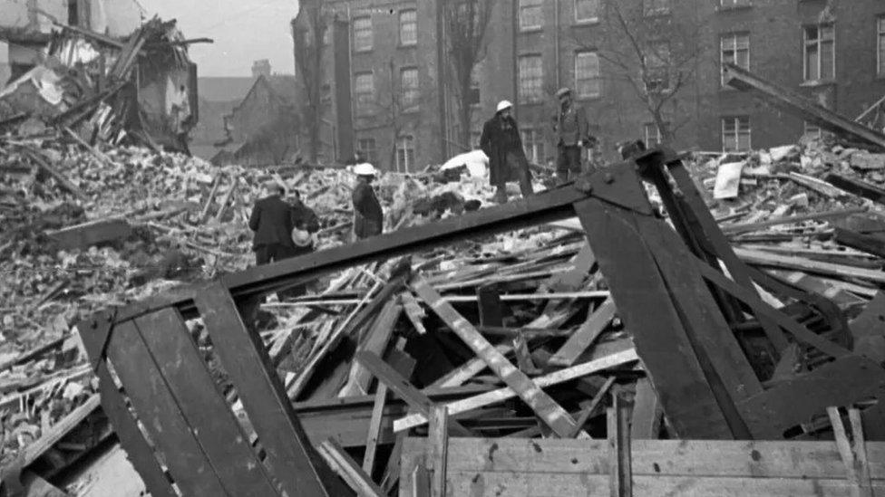 Remains of the National Picture Theatre after it was bombed