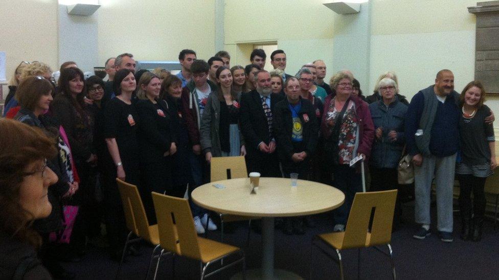 Connor's family and friends following the inquest conclusion