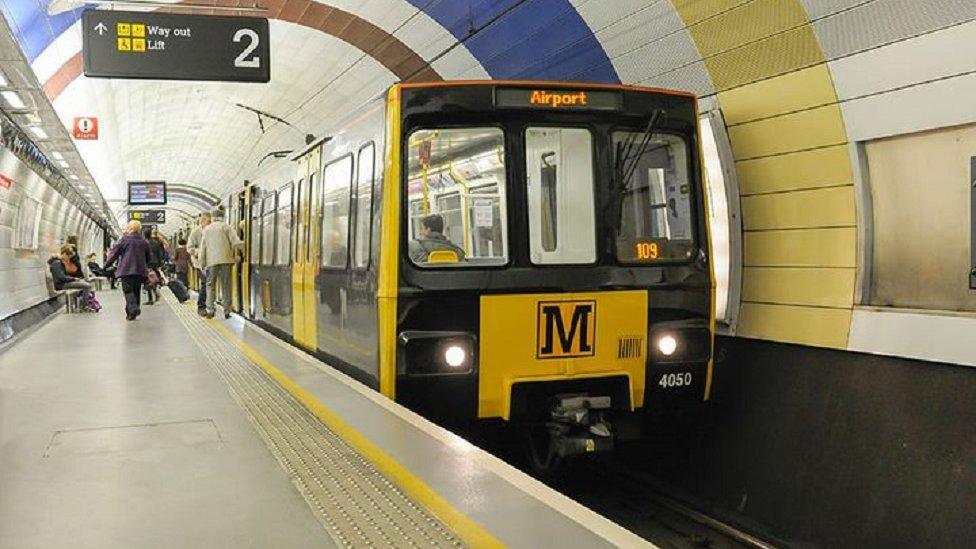 Metro train on the platform