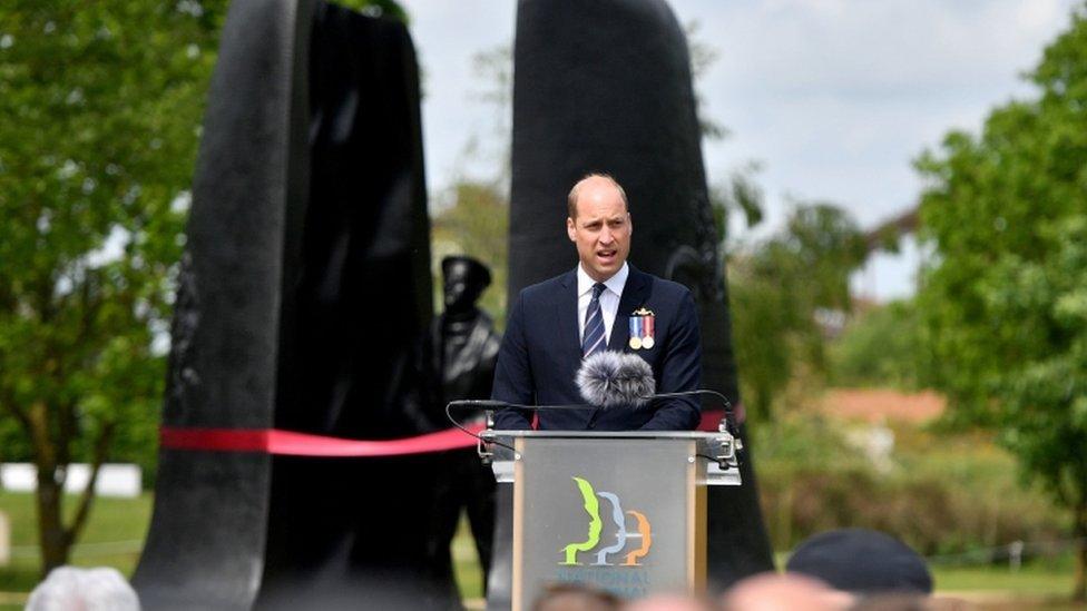 The Duke of Cambridge unveils a submariners memorial at the National Memorial Arboretum