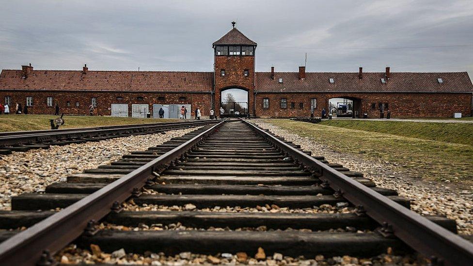 Entrance to the Auschwitz concentration camp.