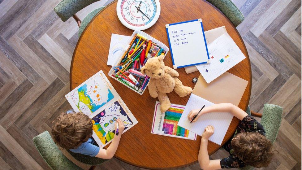 Children learning at home during Covid-19 school closures