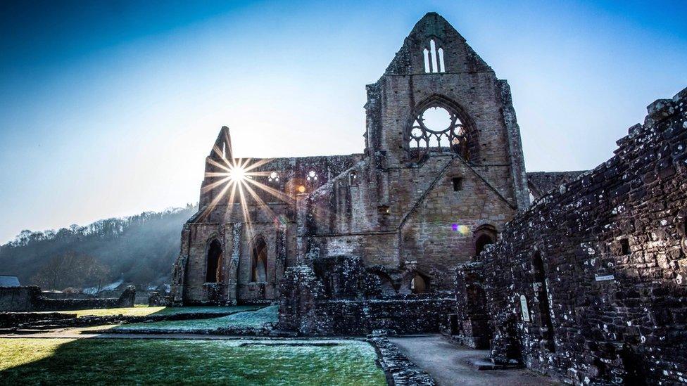 A frosty but sunny Tintern Abbey