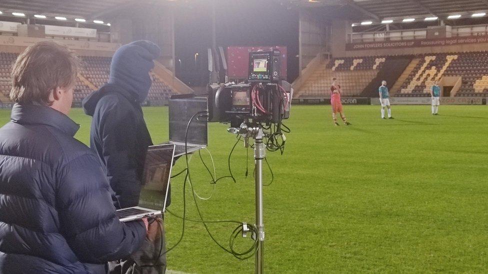 Producers filming a movie at Colchester's Community Stadium