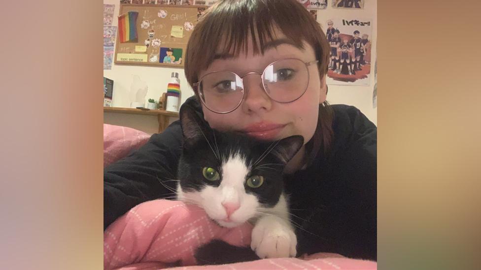 Amber and her cat Oscar