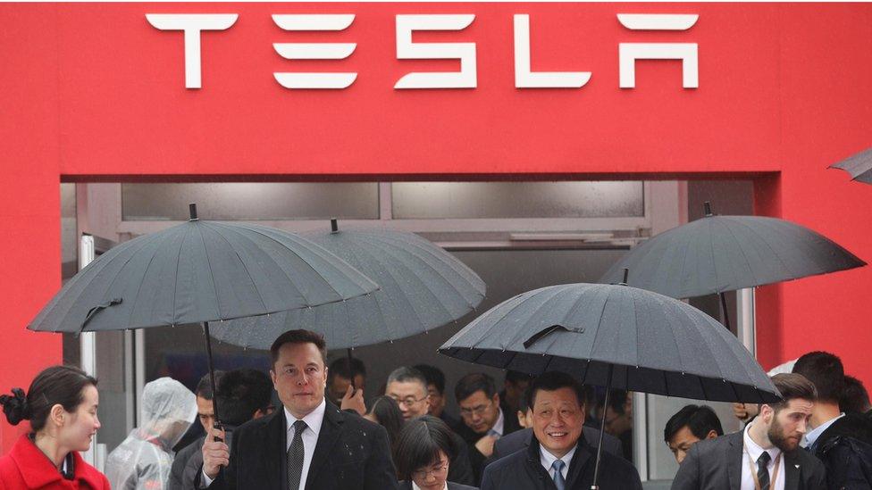 Elon Musk at the ground breaking of the Tesla gigafactory in Shanghai