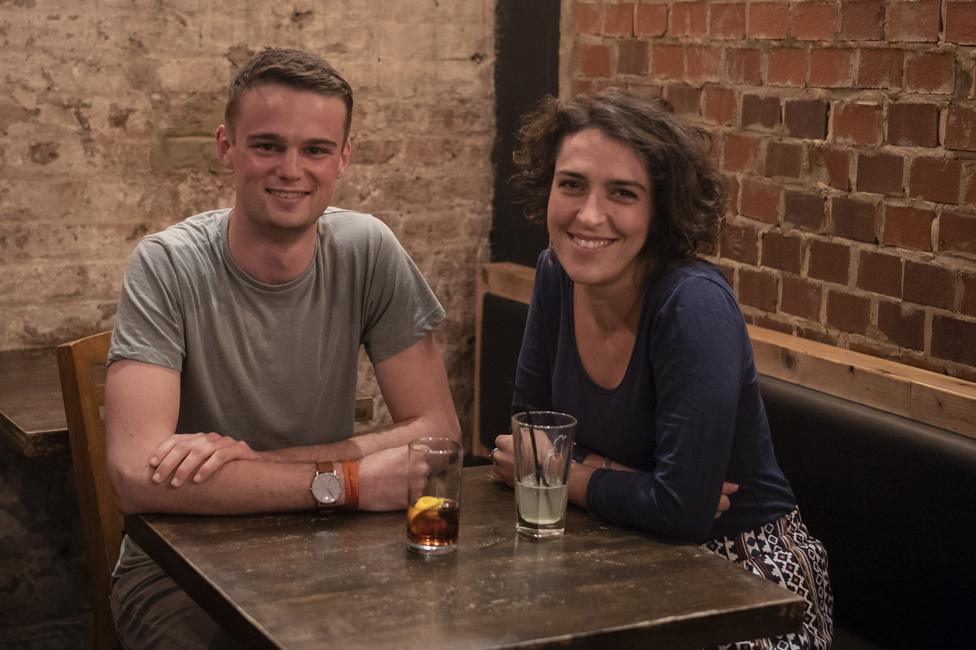 Will and Cristina in the cafe where they first reunited following the terror attack