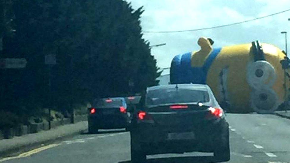 Inflatable minion on the road