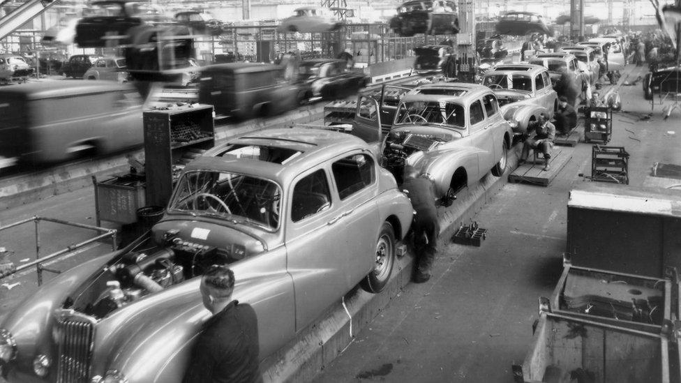 The Sunbeam Talbot 90 in production at Ryton, near Coventry, in 1950