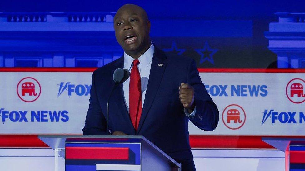 Tim Scott debates in Milwaukee, Wisconsin, on 23 August 2023