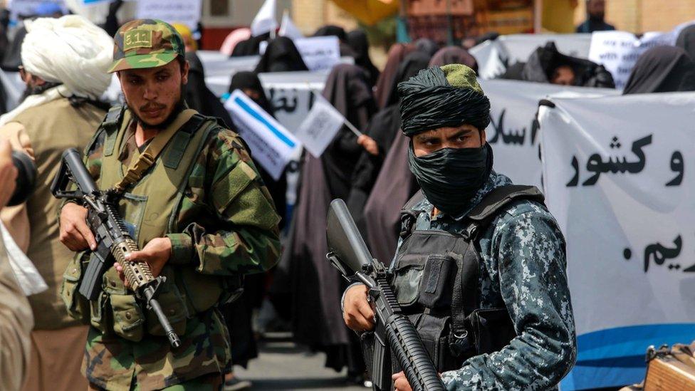 A pro-Taliban rally by women in Kabul, 11 September