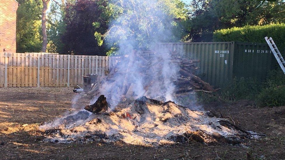 Waste burnt by Adam Ivory, 38, of Magnolia Cottage, Tydd St Giles