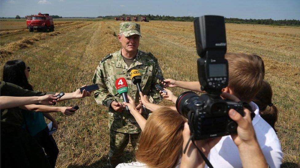 Belarusian Interior Minister Ihar Shunievich at the Khutor-Agro farm, August 2017