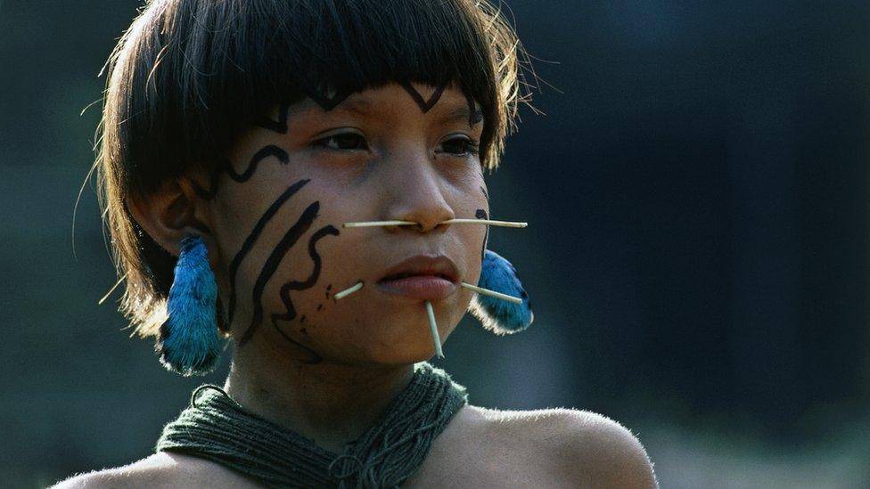 Yanomami girl in the Amazon rainforest, Venezuela