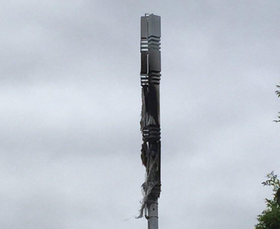 Damaged 5G mast