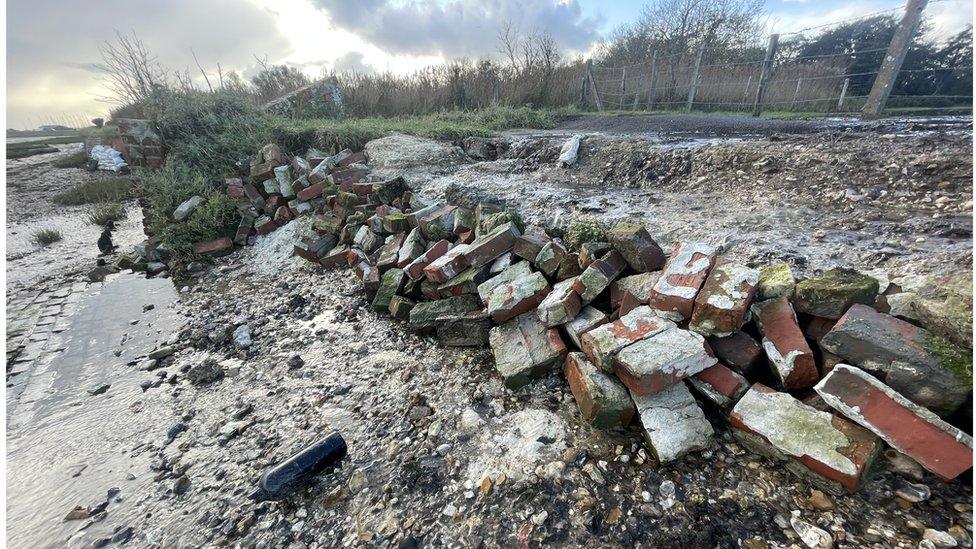 damaged sea wall