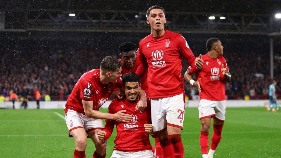 Morgan Gibbs-White celebrates after scoring