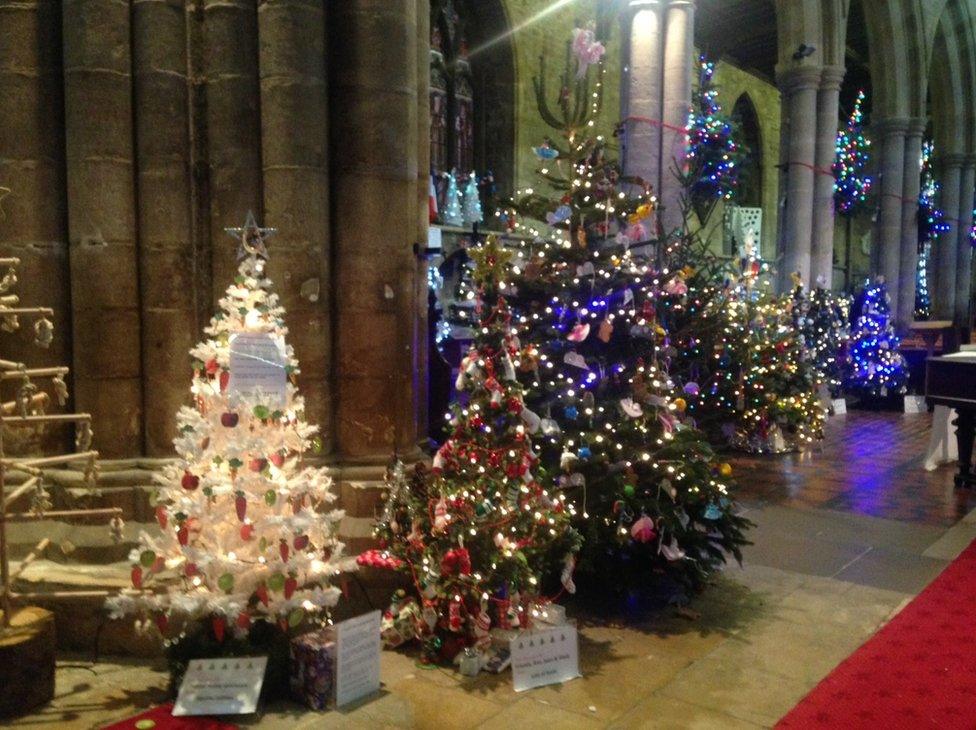 Christmas trees at St Mary's Church, Melton Mowbray