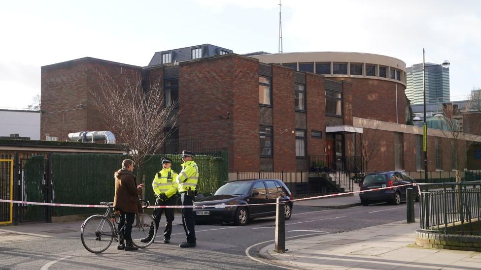 Police cordon outside church