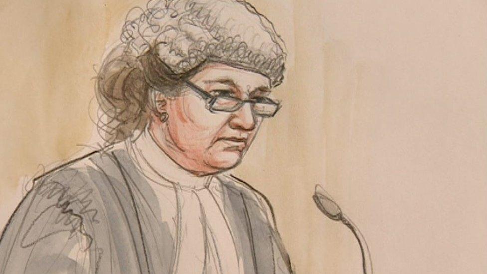 Artist impression of prosecutor Mary Prior QC