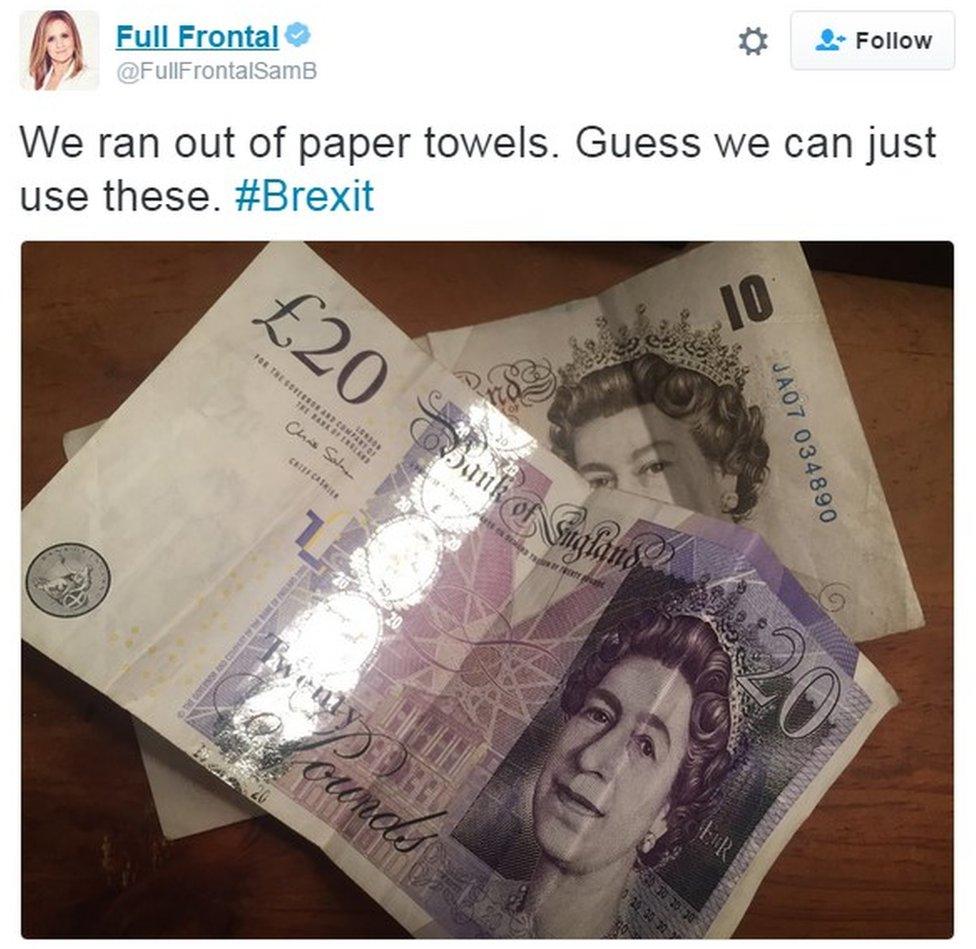 "We ran out of paper towels. Guess we can just use these" £20 notes