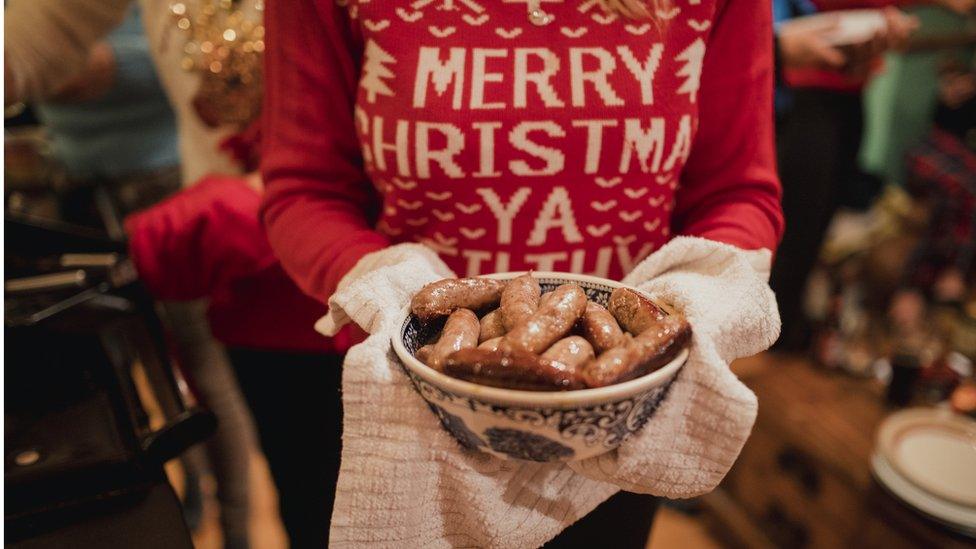 Christmas jumper and food