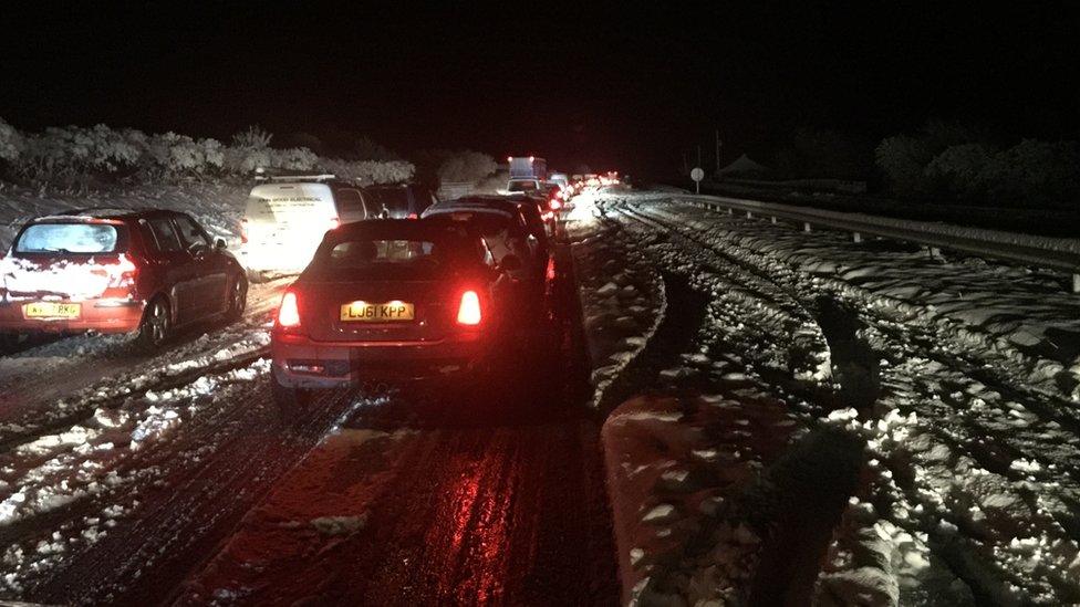 Cars stuck on A30