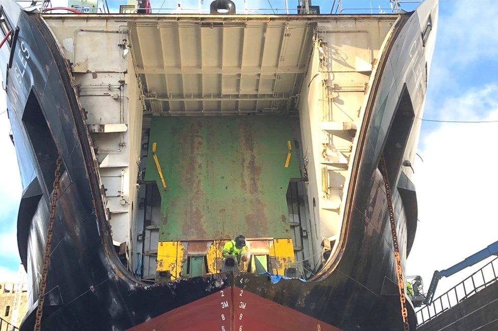 Caledonian Isles in dry dock