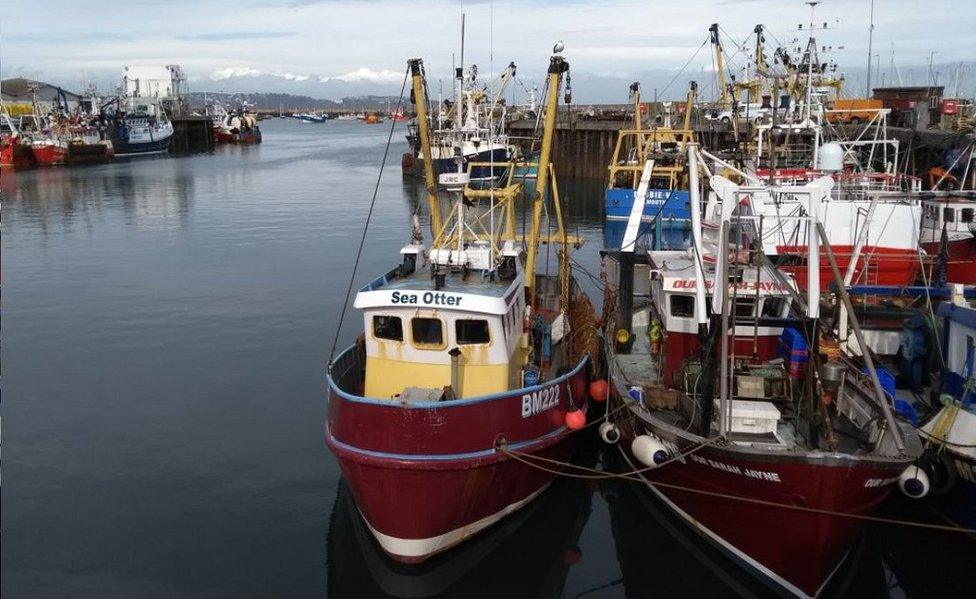 Trawlers in Brixham harbour, UK, 11 Oct 18