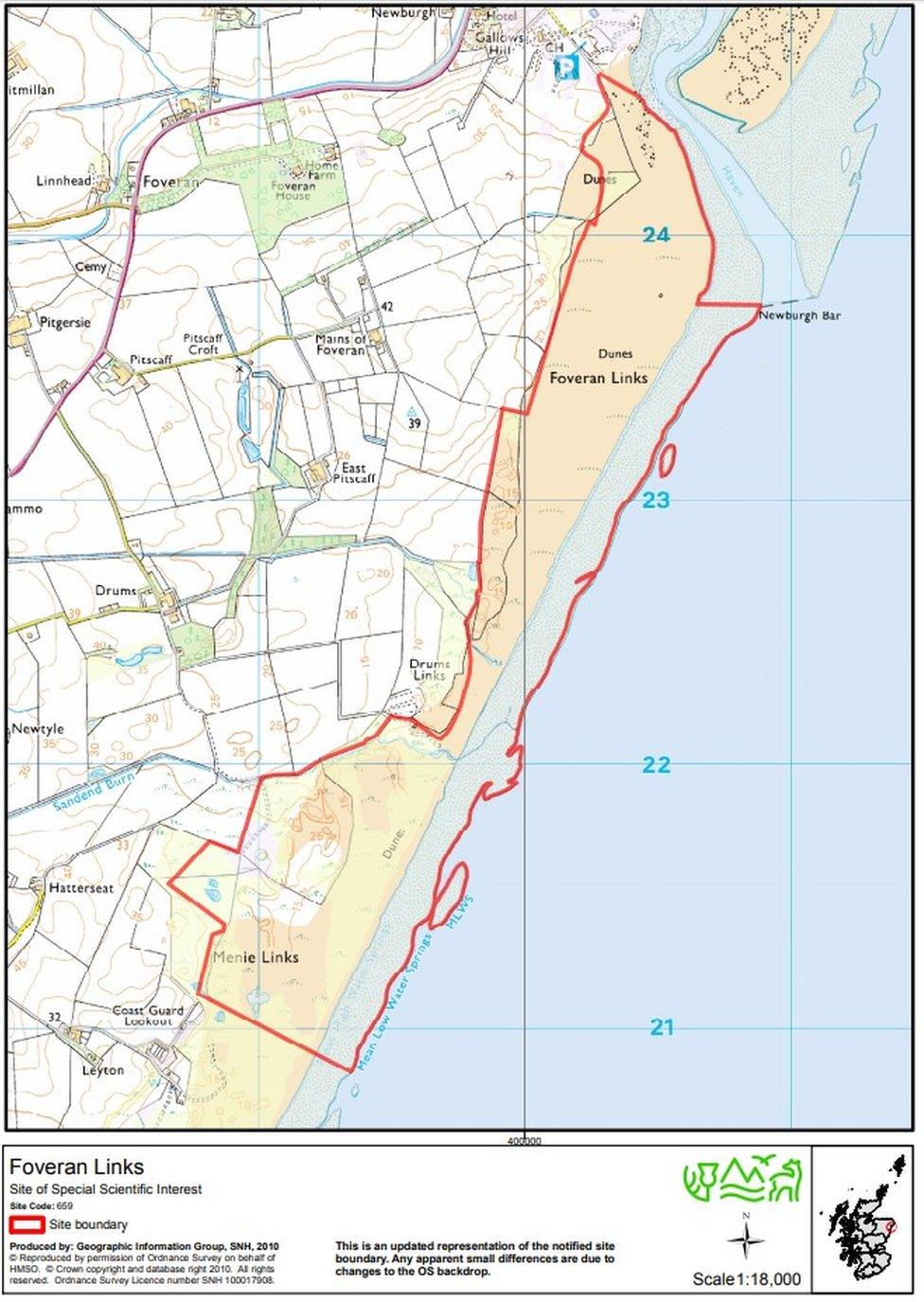 SNH map of the Forveran links SSSI