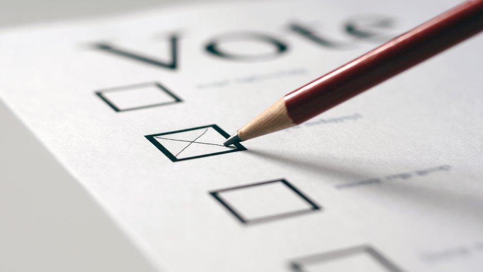 A pencil ticking a ballot