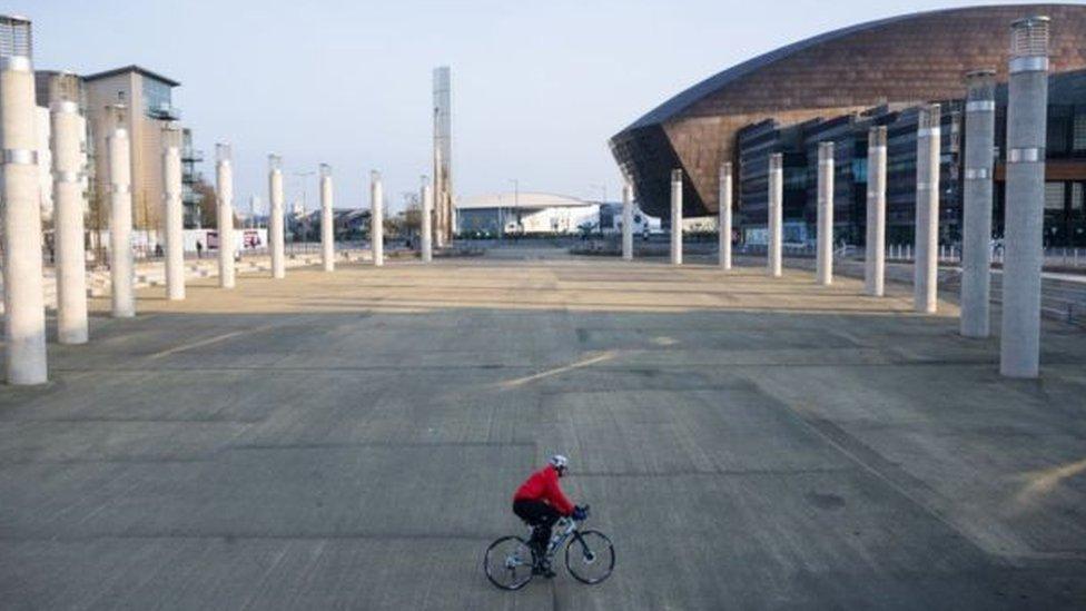 Man on bike in Cardiff