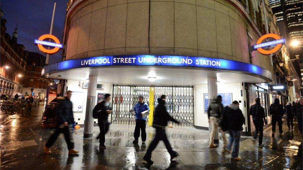 Liverpool Street station during strike