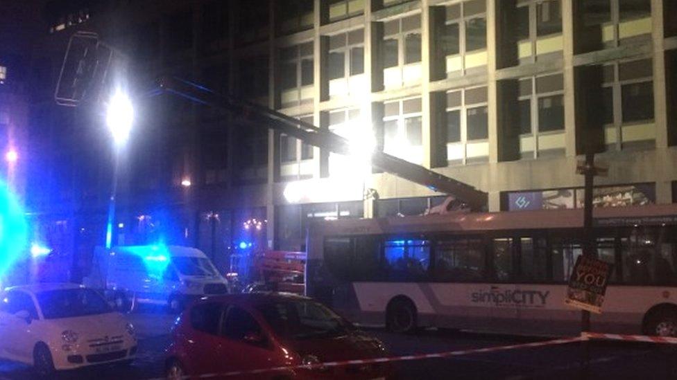 Cherry-picker on bus