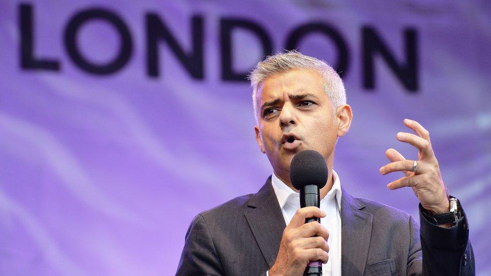 Sadiq Khan addressing a crowd