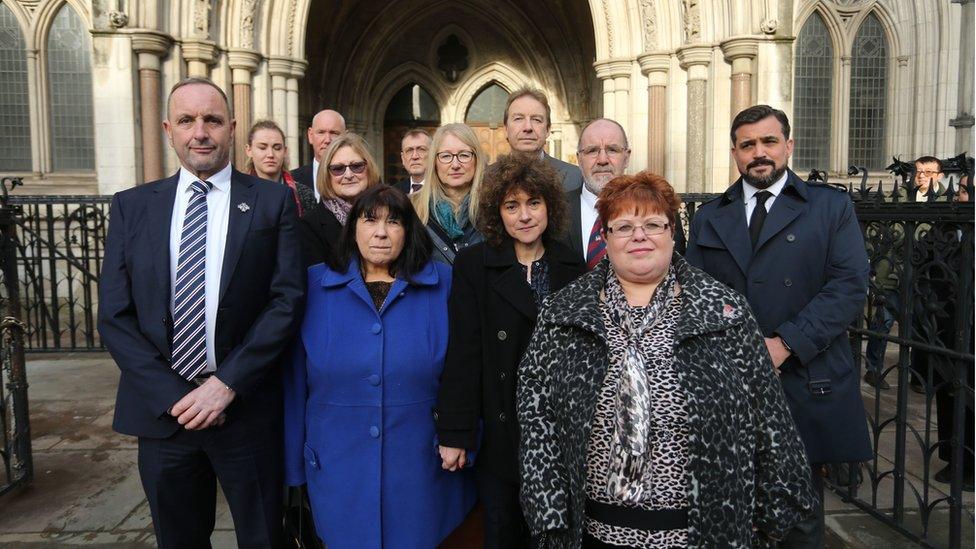 Sarah-Jane Young (right) was supported by the families of other Hyde Park bomb victims at the hearing