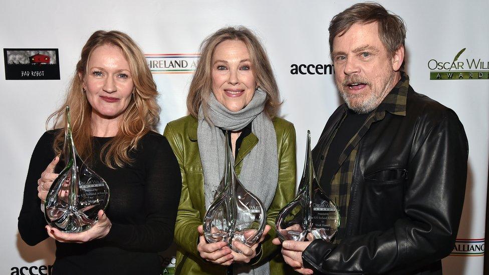 Paula Malcomson, Catherine O"Hara and Mark Hamill