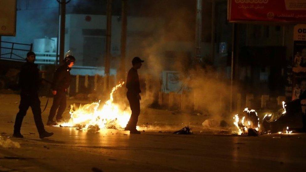 Riot police on the streets of Tunis, Tunisia. Photo: 10 January 2018