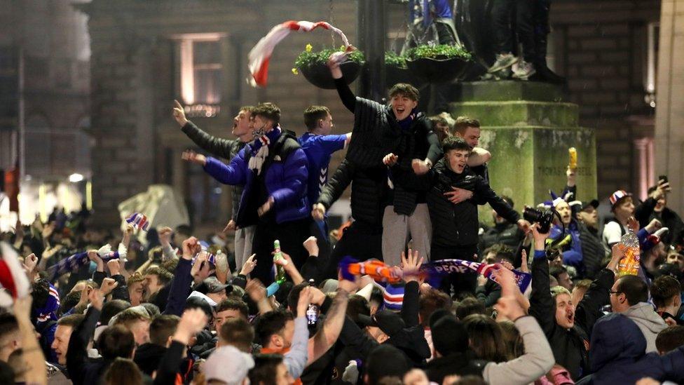 Rangers fans in George Square