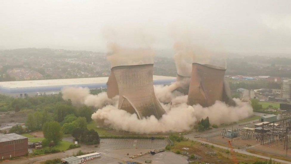 Rugeley Power Station cooling towers demolition