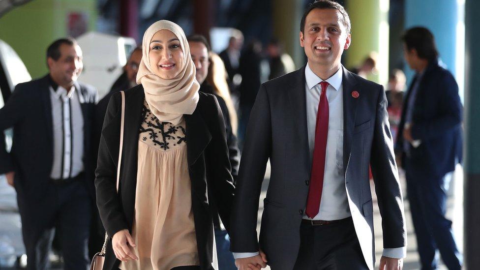 Anas Sarwar arrives with his wife Furheen in 2017